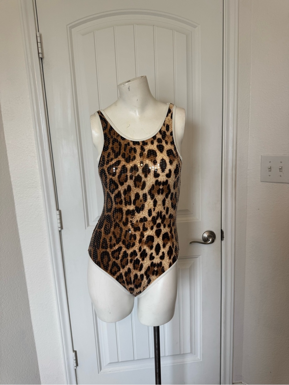 lola Leopard Sequin Kids One-Piece Bodysuit - Brown